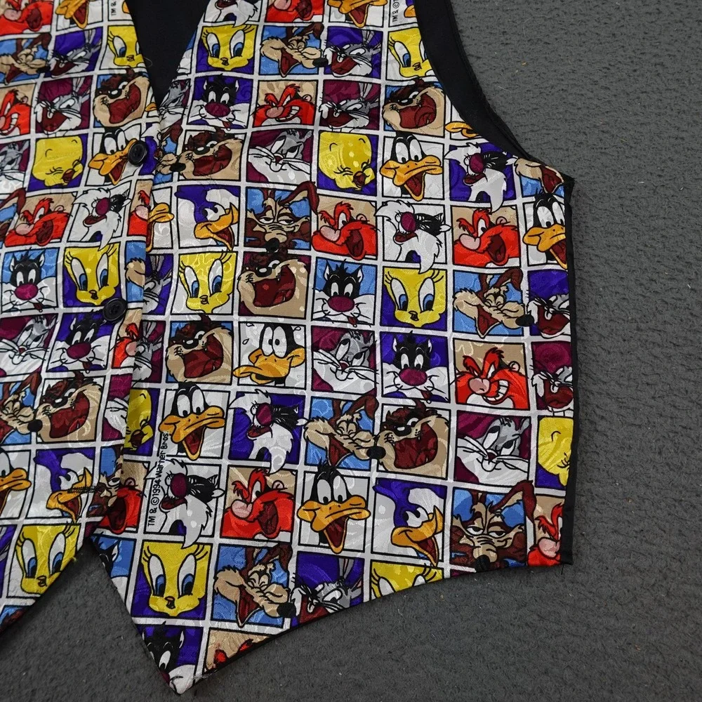 Vintage Looney Tunes Vest Mens Medium Multicolor Cartoon Characters Novelty 90s